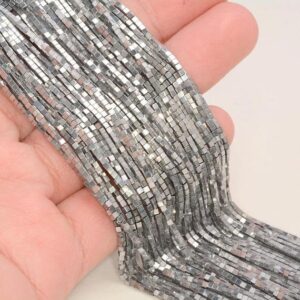 1x1mm Silver Hematite Gemstone Square Cube 1mm Loose Beads 15 inch Full Strand LOT 1,2,6,12 and 50 (80005355-837)