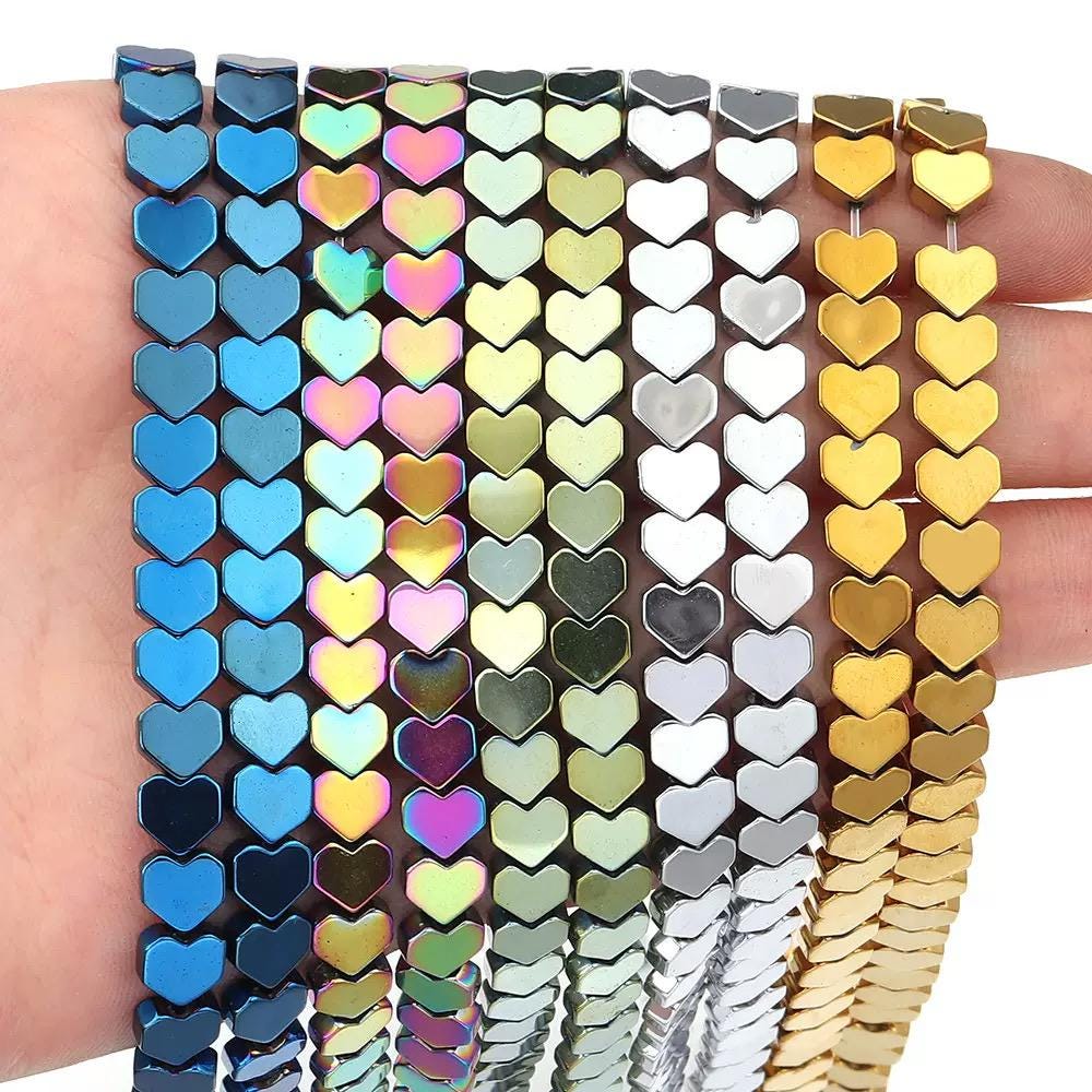 3mm 4mm 6mm Hematite Heart Shape Jewelry Making Loose  Beads,diy Handmade Hematite Loose Heart Beads,one Strand 15", 2 Strands