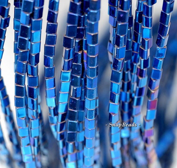 3x3mm Blue Hematite Gemstone Triangle Tube 3x3mm Loose Beads 16 Inch Full Strand Lot 1,2,6,12 And 50 (90185717-839)