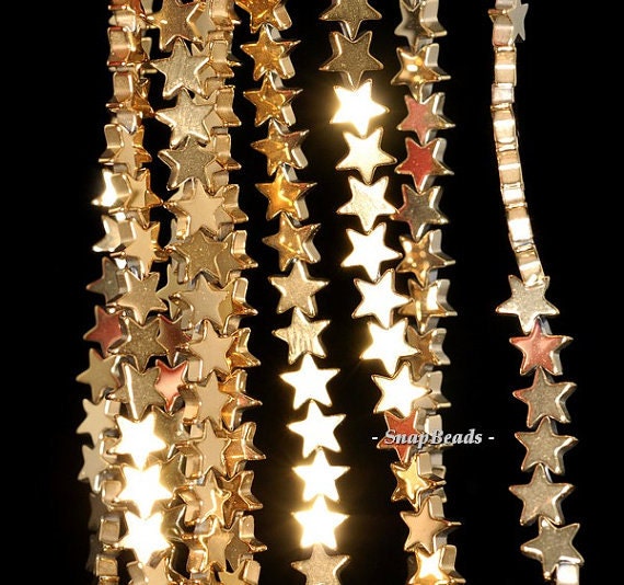 6mm Gold Hematite Gemstone Yellow Golden Star 6mm Loose Beads 15.5 Inch Full Strand Lot 1,2,6,12 And 50 (90146805-148)