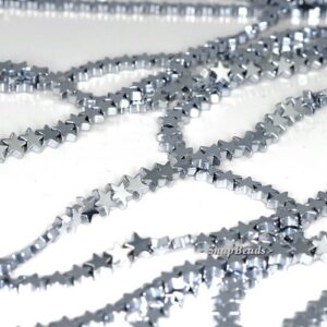 6mm Silver Hematite Gemstone Silver Star 6mm Loose Beads 15.5 inch Full Strand LOT 1,2,6,12 and 50 (90147035-148)