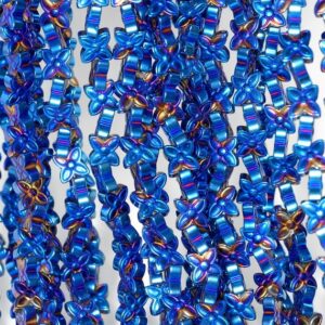 7x7mm Blue Hematite Gemstone Flower Butterfly 7x7mm Loose Beads 14 Inch Full Strand Lot 1,2,6,12 And 50 (90185624-843)