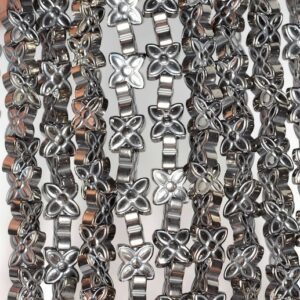 7x7mm Grey Hematite Gemstone Flower Butterfly 7x7mm Loose Beads 14 Inch Full Strand Lot 1,2,6,12 And 50 (90185621-843)