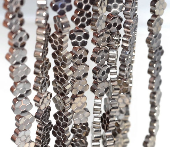 8mm Grey Hematite Gemstone Floral Daisy Flower 8mm Loose Beads 15.5 Inch Full Strand Lot 1,2,6,12 And 50 (90185590-841)