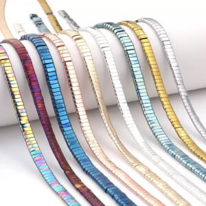 Double Holes Hematite Rectangle Jewelry Making Loose Beads,diy Handmade Square Hematite Loose Beads,one Strand 15",2 Strands Double Holes Hematite Rectangle Jewelry Making Loose Beads,diy Handmade Square Hematite Loose Beads,one Strand 15",2 Strands