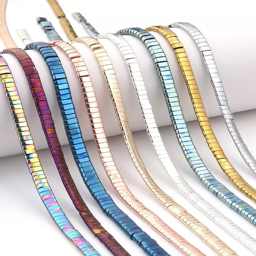 Double Holes Hematite Rectangle Jewelry Making Loose Beads,diy Handmade Square Hematite Loose Beads,one Strand 15",2 Strands Double Holes Hematite Rectangle Jewelry Making Loose Beads,diy Handmade Square Hematite Loose Beads,one Strand 15",2 Strands