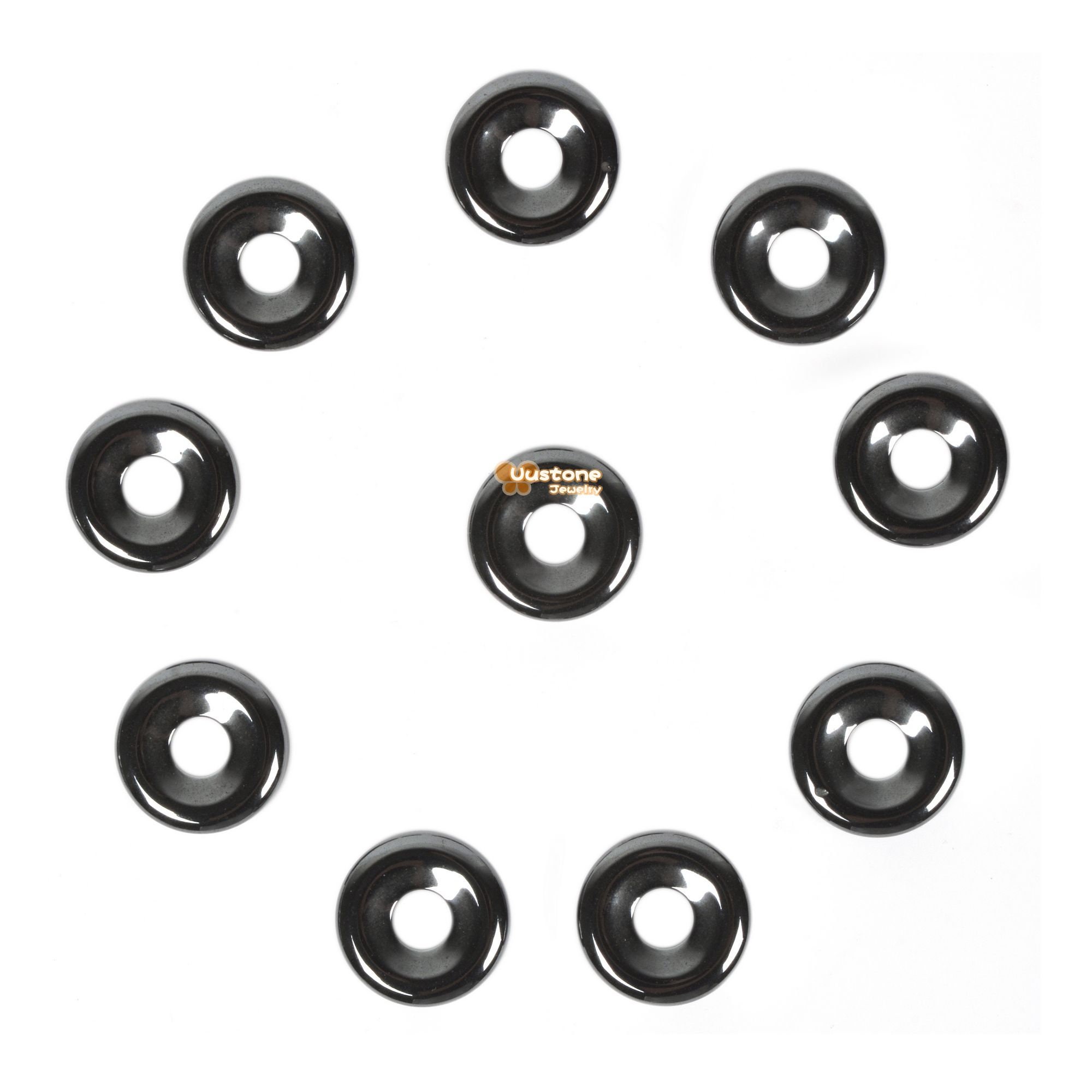 15mm Hematite Donut Focal Pendant Bead Jewelry Making Diy