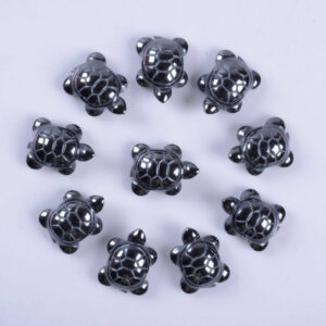 18mm Carved hematite gemstone small turtle pendant bead 0.7"