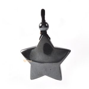 30mm Carved Hematite Gemstone Crystal Healing Star Stone Pendant