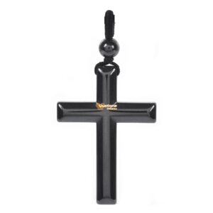 42mm Hematite Crystal Reiki Gemstone Cross Charm Bead Pendant Jewelry Making DIY