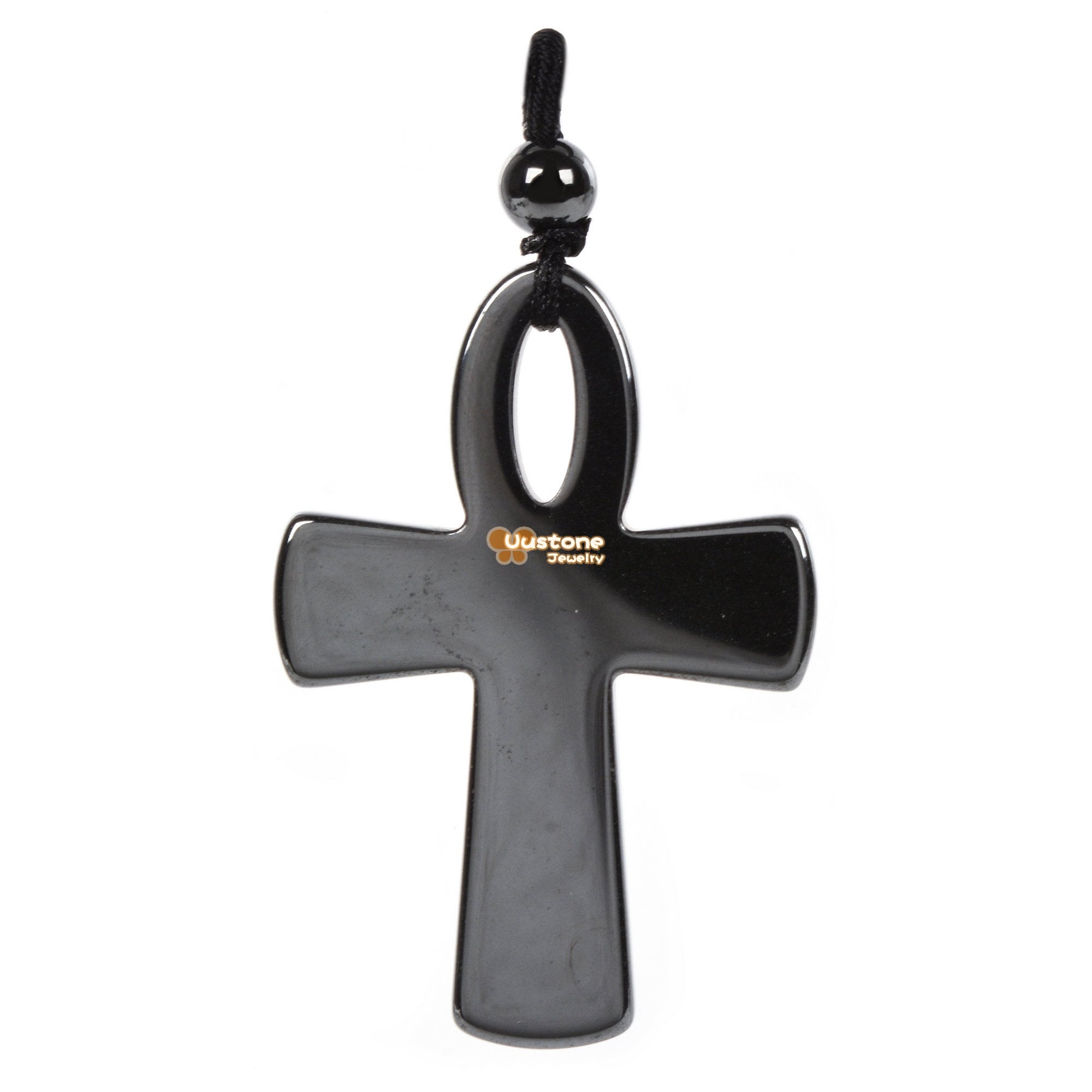 48mm Hematite Crystal Reiki Gemstone Cross Charm Bead Pendant Jewelry Making Diy