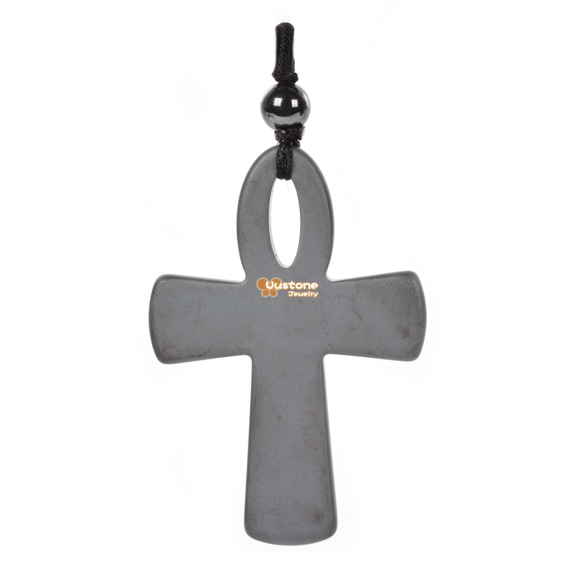 48mm Frosted Hematite Crystal Reiki Gemstone Cross Charm Bead Pendant Jewelry Making Diy