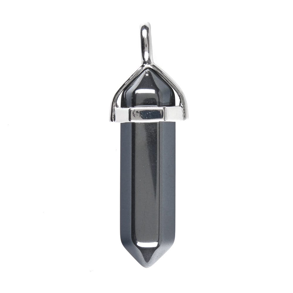 Hematite Crystal Healing Hexagonal Point Pendant Focal Bead Hematite Crystal Healing Hexagonal Point Pendant Focal Bead