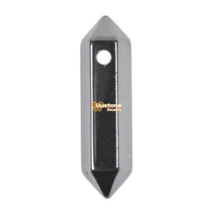 Hematite crystal healing hexagonal point pendant focal bead