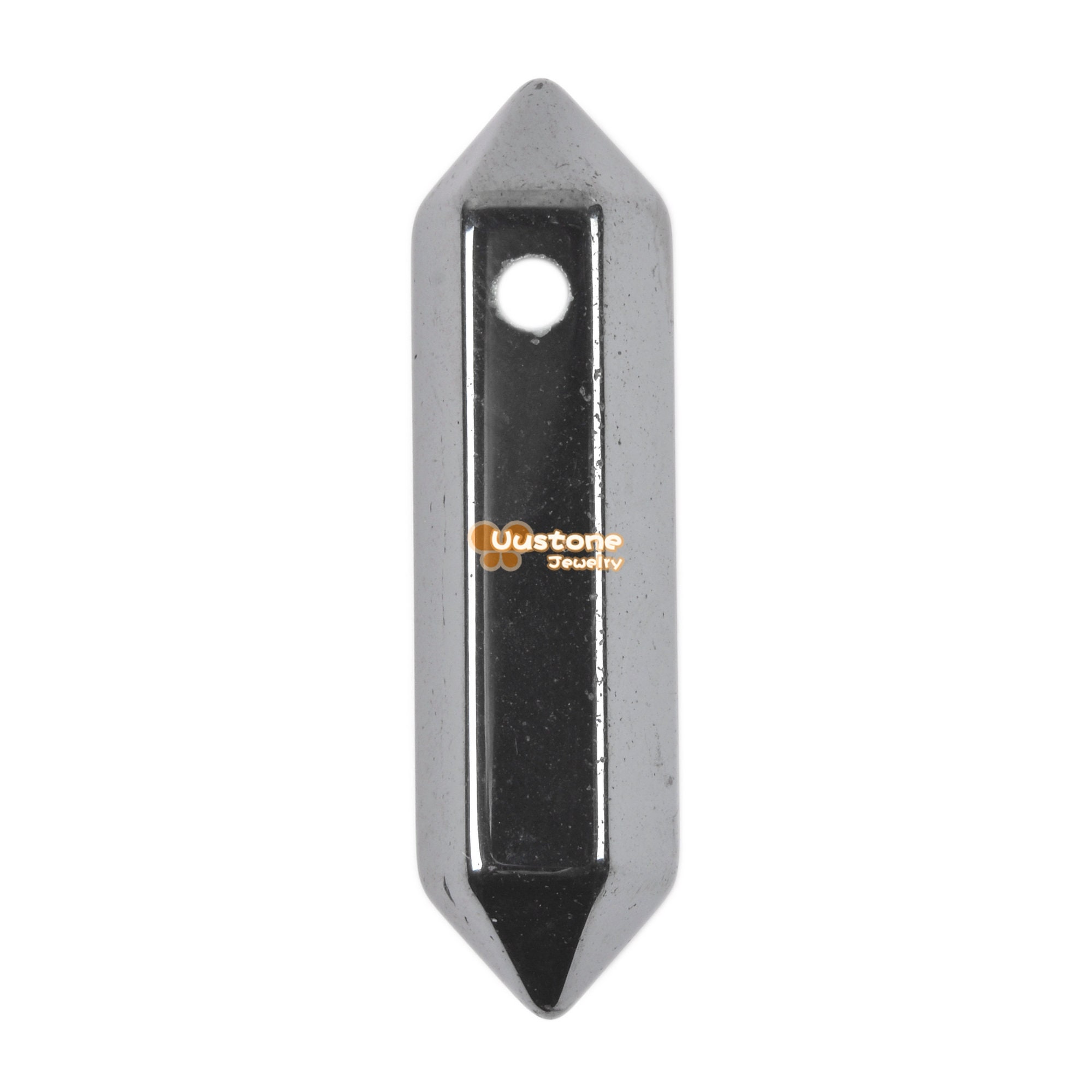 Hematite Crystal Healing Hexagonal Point Pendant Focal Bead