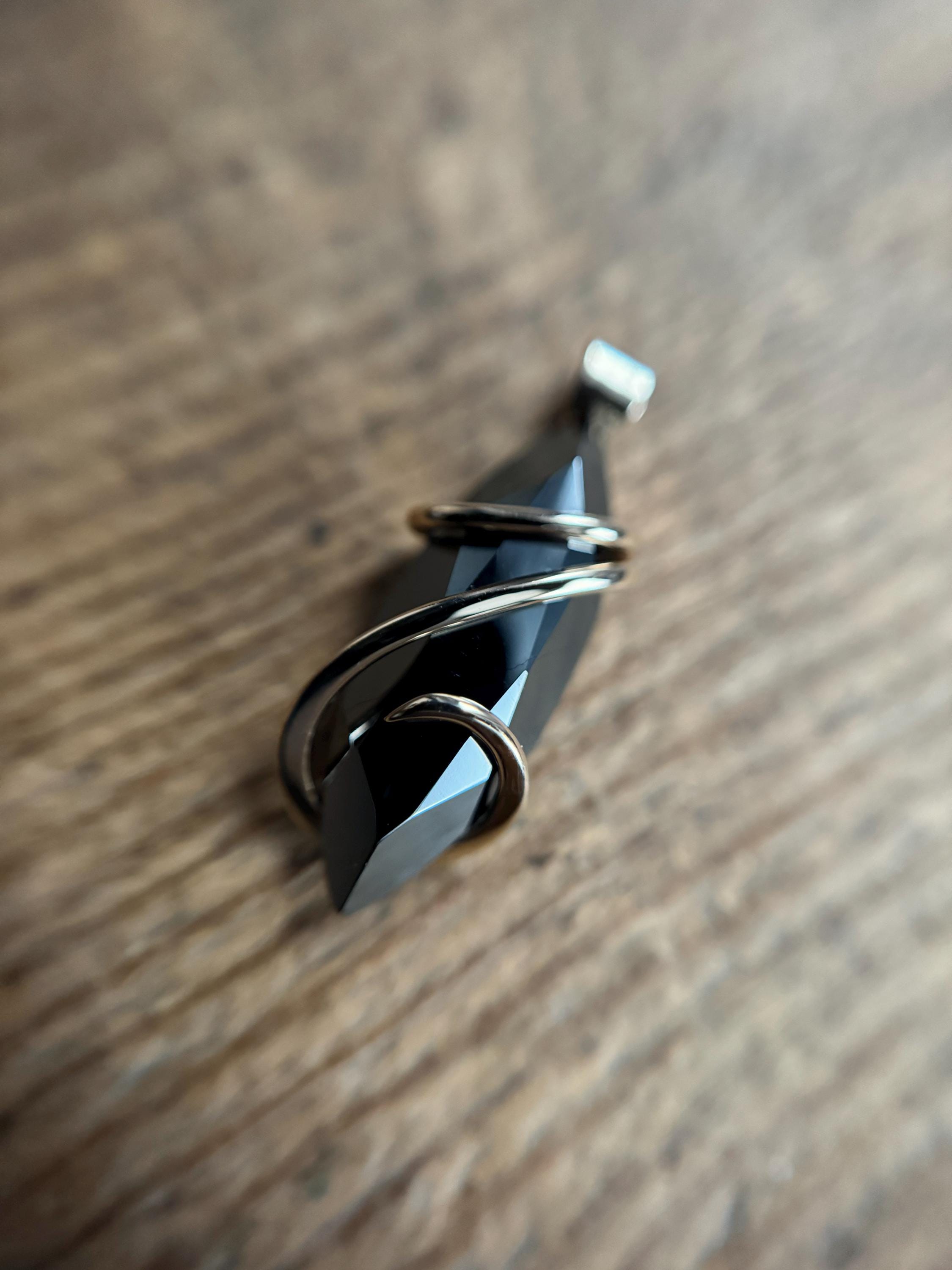 Faceted Hematite In 14k Gold Pendant