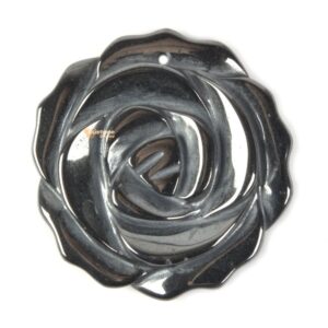 g2567.37 35mm Natural Hematite carved flower pendant bead Jewellery Making