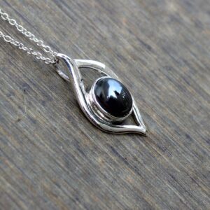 Handmade Sterling Silver Hematite Pendant: Natural Iron Ore Jewelry