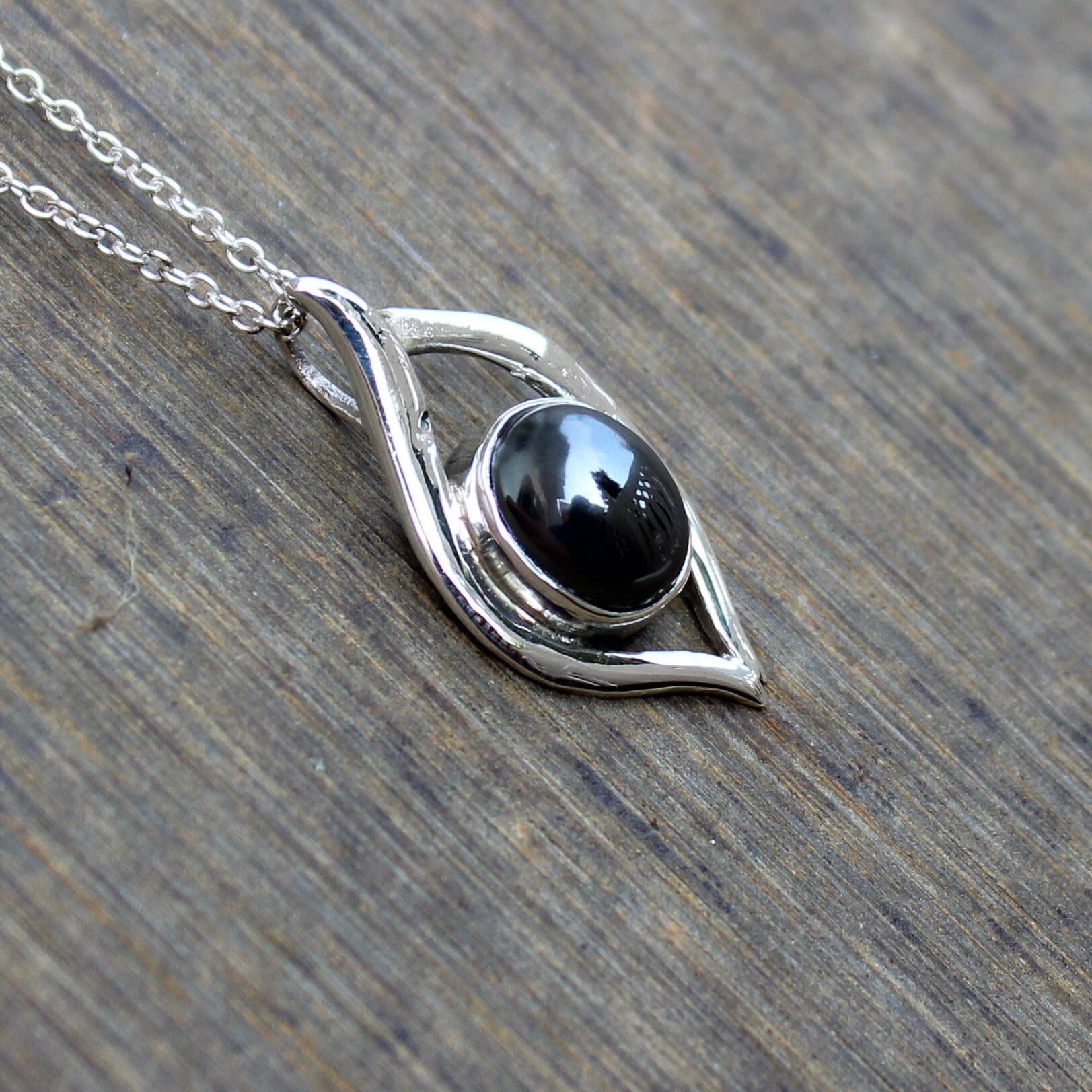 Handmade Sterling Silver Hematite Pendant: Natural Iron Ore Jewelry