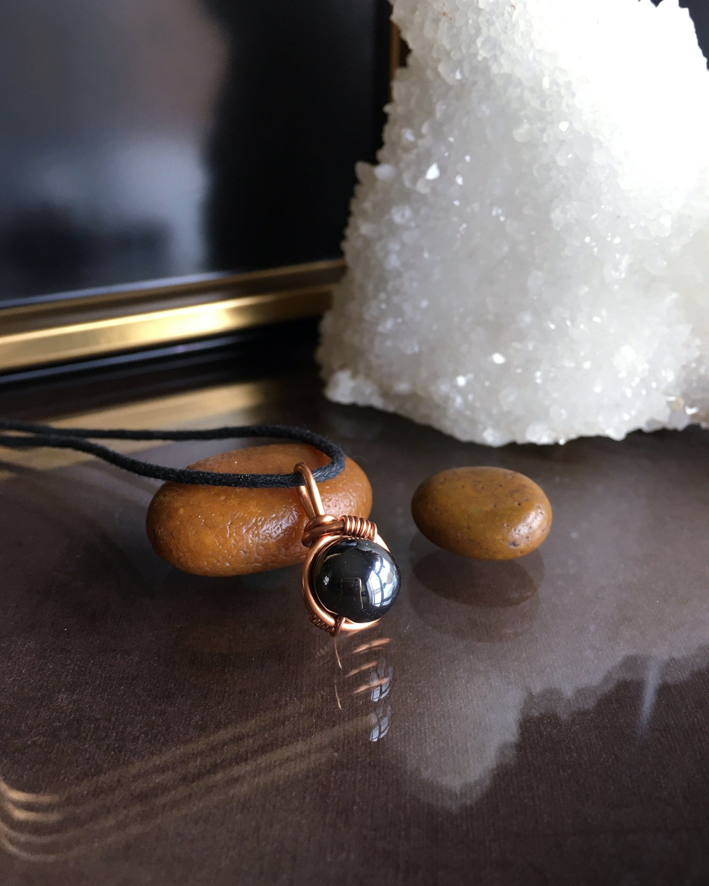 Minimalist Hematite Necklace: Jewelry Gifts, Pendants, Jewellery