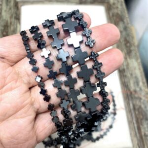Natural Hematite Cross Beads 4mm 6mm 8mm 10mm, Hematite Flat Cross Charm Beads, Gray Gemstone Cross Spacer Beads, Hematite Pendants