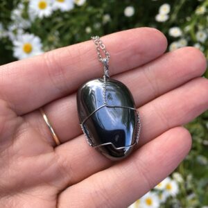 Hematite Pendant , Hematite , Hematite Necklace , Gemstone Necklace