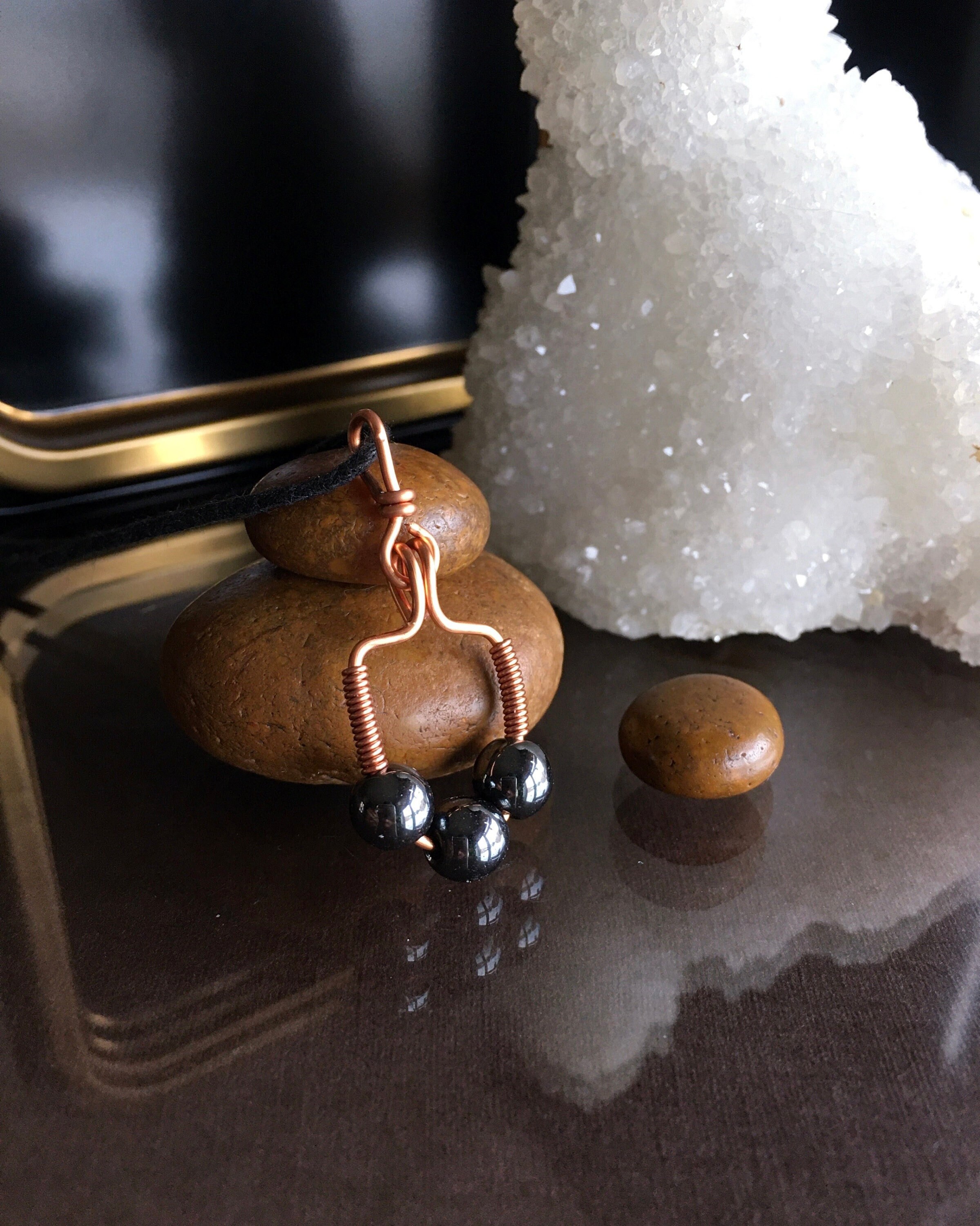 Hematite Pendant Necklace: Grounding Stone Jewelry
