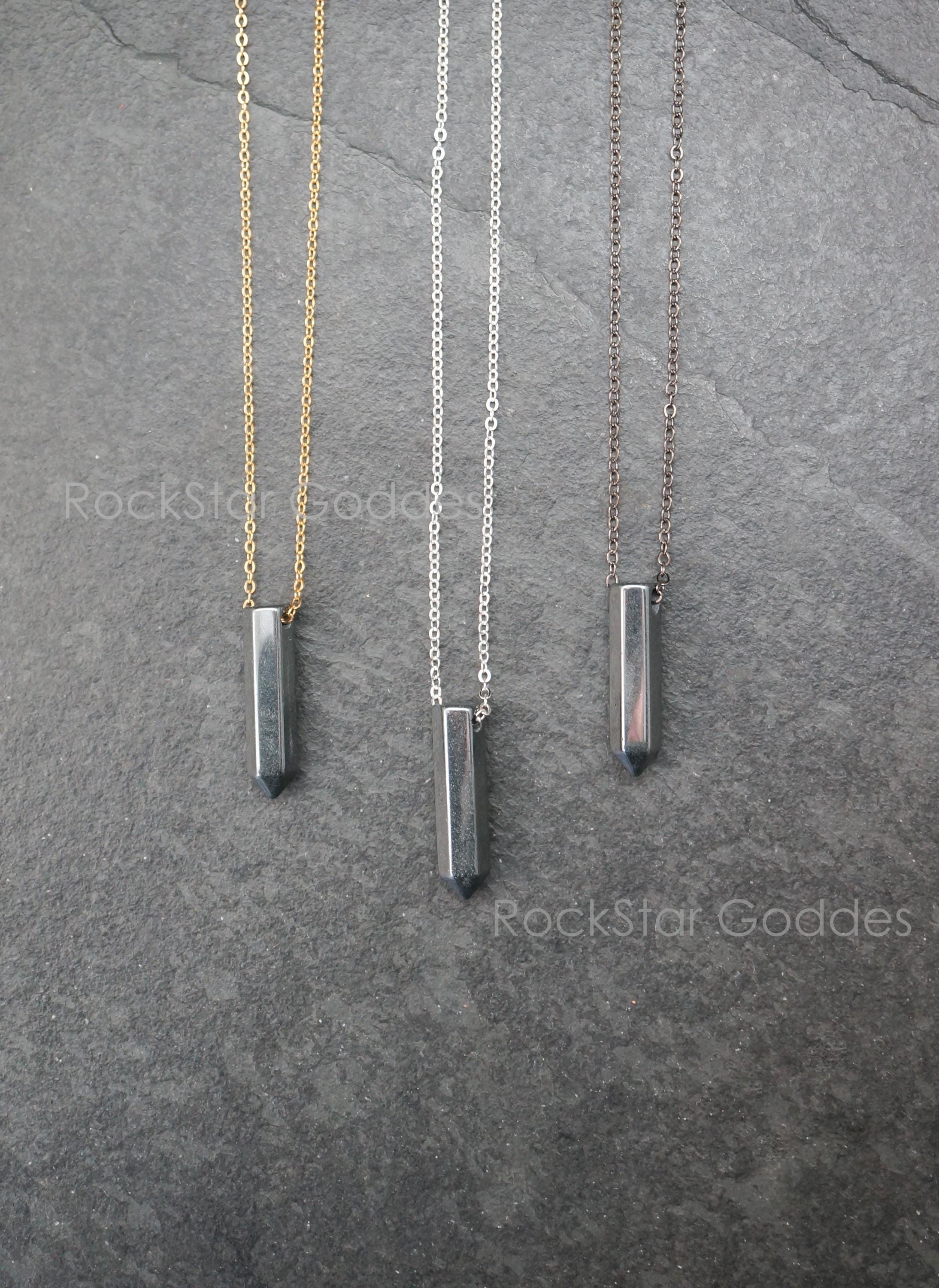 Hematite Necklace, Hematite Jewelry, Hematite Pendant, Silver Hematite Necklace, Gold Hematite Necklace, Protection Jewelry