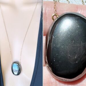 Hematite Necklace, Real Natural Hematite Pendant Necklace, Black Stone Necklace, Empath Protection Necklace, Raw Crystal Jewelry Exact Stone