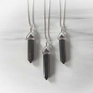 Hematite Necklace, Silver Hematite Point Pendant, Sterling Gemstone Point, Healing Crystal Necklace, Layering Necklace, Gemstone Appeal, GSA