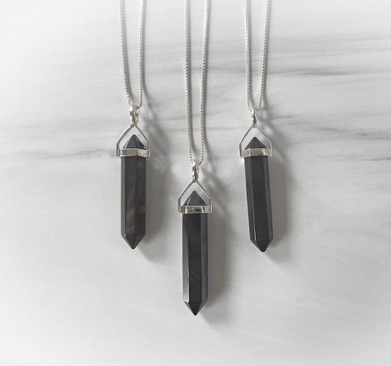 Hematite Necklace, Silver Hematite Point Pendant, Sterling Gemstone Point, Healing Crystal Necklace, Layering Necklace, Gemstone Appeal, Gsa Hematite Necklace, Silver Hematite Point Pendant, Sterling Gemstone Point, Healing Crystal Necklace, Layering Necklace, Gemstone Appeal, Gsa