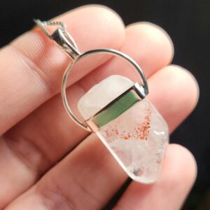Hematite Phantom Quartz Pendant: Disco Fire Sterling Silver