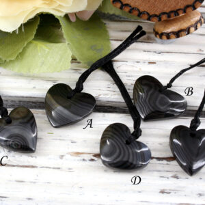Psilomelane Heart Pendant: Black Hematite Gemstone Necklace