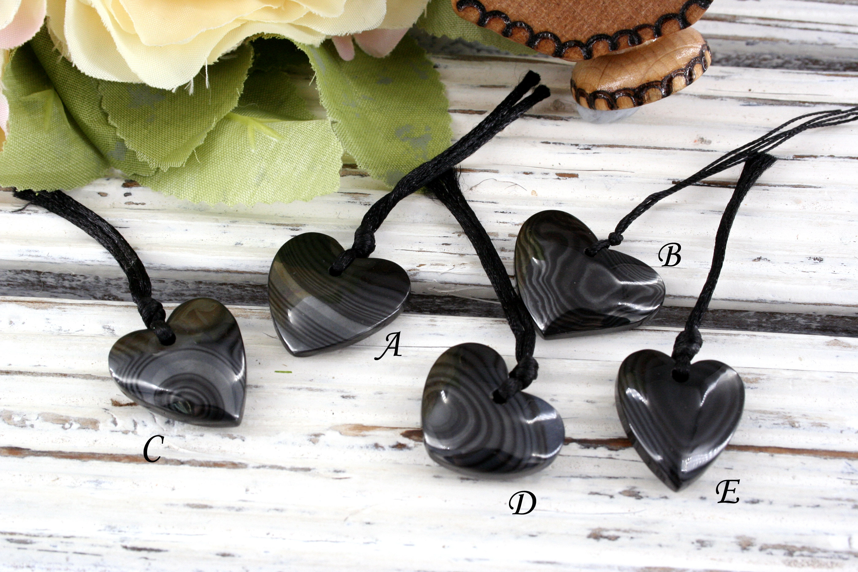 Psilomelane Heart Pendant: Black Hematite Gemstone Necklace Psilomelane Heart Pendant: Black Hematite Gemstone Necklace