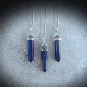 Rainbow Hematite Necklace Sterling Silver • Hematite Point Pendant • Sterling Silver Gemstone Points • Healing Crystal Necklace