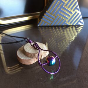 Rainbow Hematite Pendant Necklace, Wire Wrapped Jewelry, Gift Box