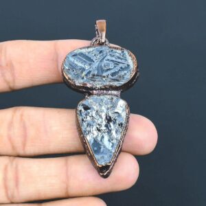 Raw Hematite Pendant, Natural Raw Hematite Gemstone Electroformed Copper Pendant, Handmade Jewelry For Friends & Family For All Occasions