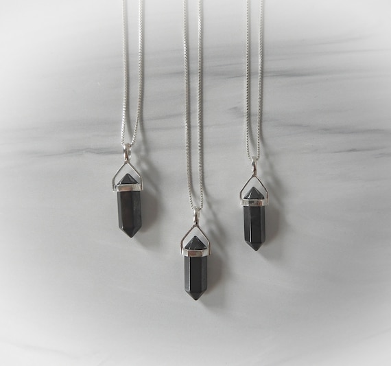 Sterling Hematite Point Pendant • Natural Crystal Point Pendant • Gift For Crystal Lover • Root Charka Necklace • Calming Stone Pendant