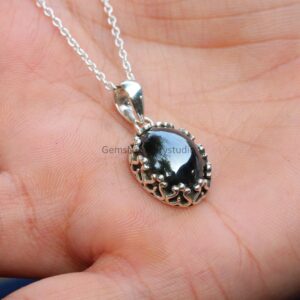 Hematite Pendant, Sterling Silver Handmade Jewelry, Natural Iron Ore, Gift For Her, Anniversary Gift Ideas, Christmas Jewelry, Silver Charms