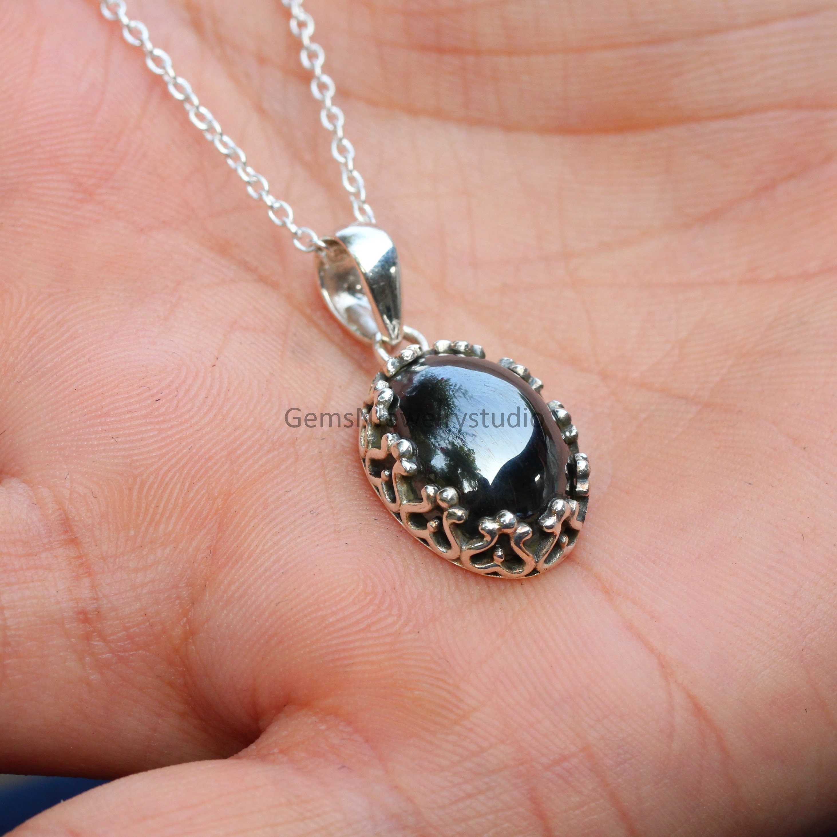 Hematite Pendant, Sterling Silver Handmade Jewelry, Natural Iron Ore, Gift For Her, Anniversary Gift Ideas, Christmas Jewelry, Silver Charms