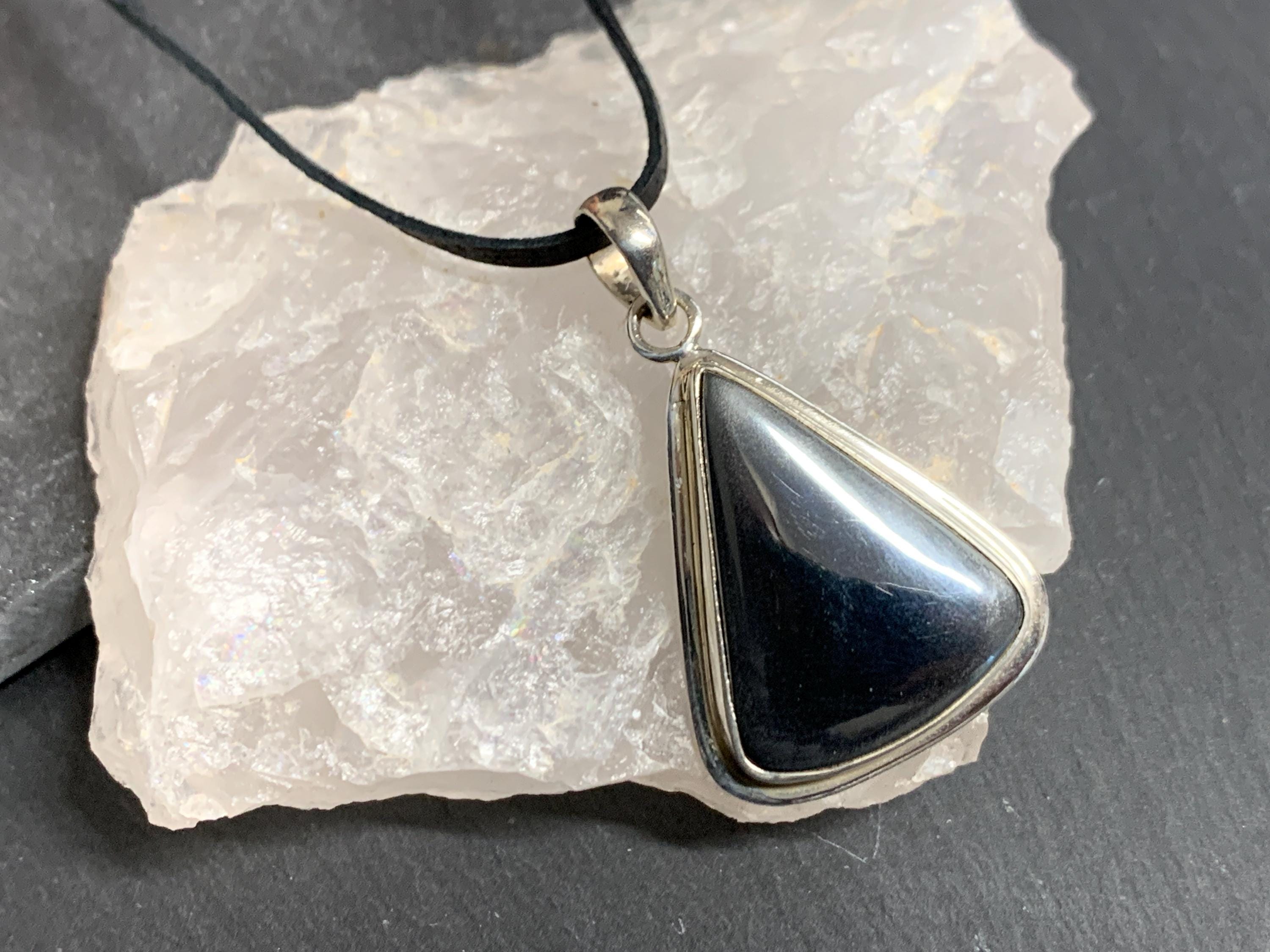 Hematite Zodiac Necklace - Aries And Aquarius Gemstone Pendant