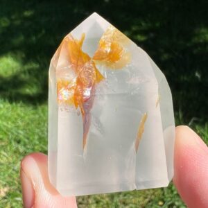 1.8" Hematoid Quartz Tower, Quartz Point, Girasol Quartz Crystal, Small Polished Point, Yellow Hematite, Golden Healer, Home Decor Gift #9