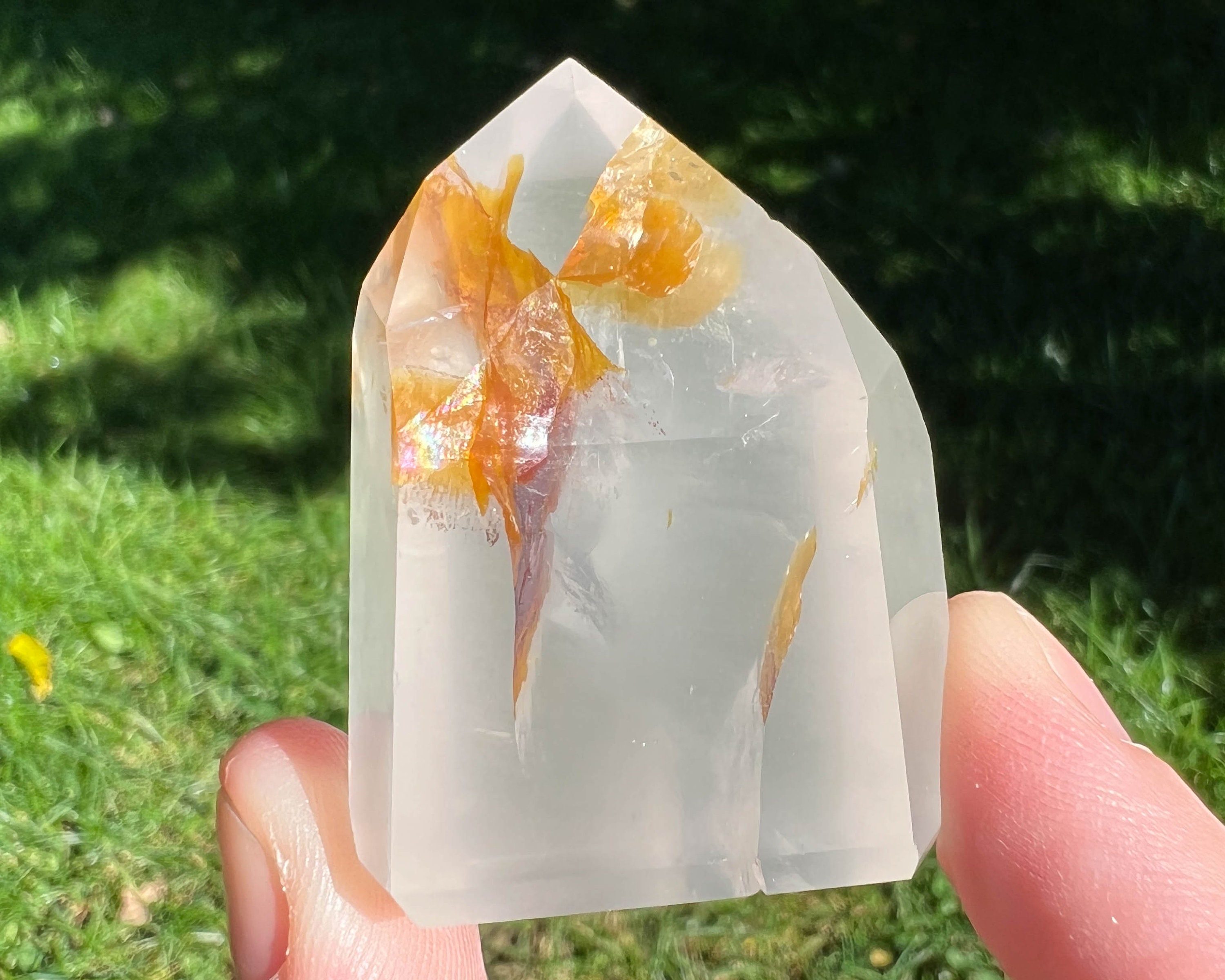 1.8" Hematoid Quartz Tower, Quartz Point, Girasol Quartz Crystal, Small Polished Point, Yellow Hematite, Golden Healer, Home Decor Gift #9