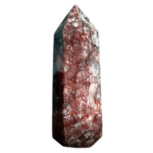 3.4" Red Hematoid Quartz Tower, Fire Quartz Point, Self Standing Polished Crystal Tower, Dark Red Hematite In Quartz, Home Decor Gift #1