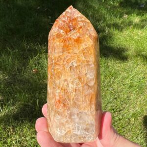 4.7" Hematoid Quartz Tower #6 Large Polished Crystal Point, Self Standing Golden Healer, Yellow Hematite, Gemstone Home Decor