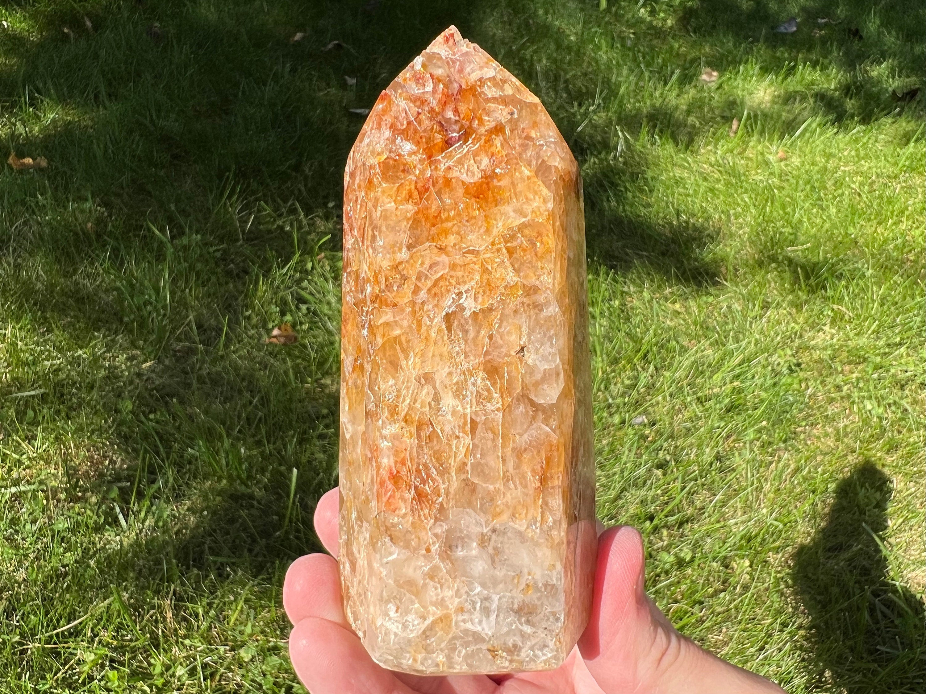 4.7" Hematoid Quartz Tower #6 Large Polished Crystal Point, Self Standing Golden Healer, Yellow Hematite, Gemstone Home Decor 4.7" Hematoid Quartz Tower #6 Large Polished Crystal Point, Self Standing Golden Healer, Yellow Hematite, Gemstone Home Decor