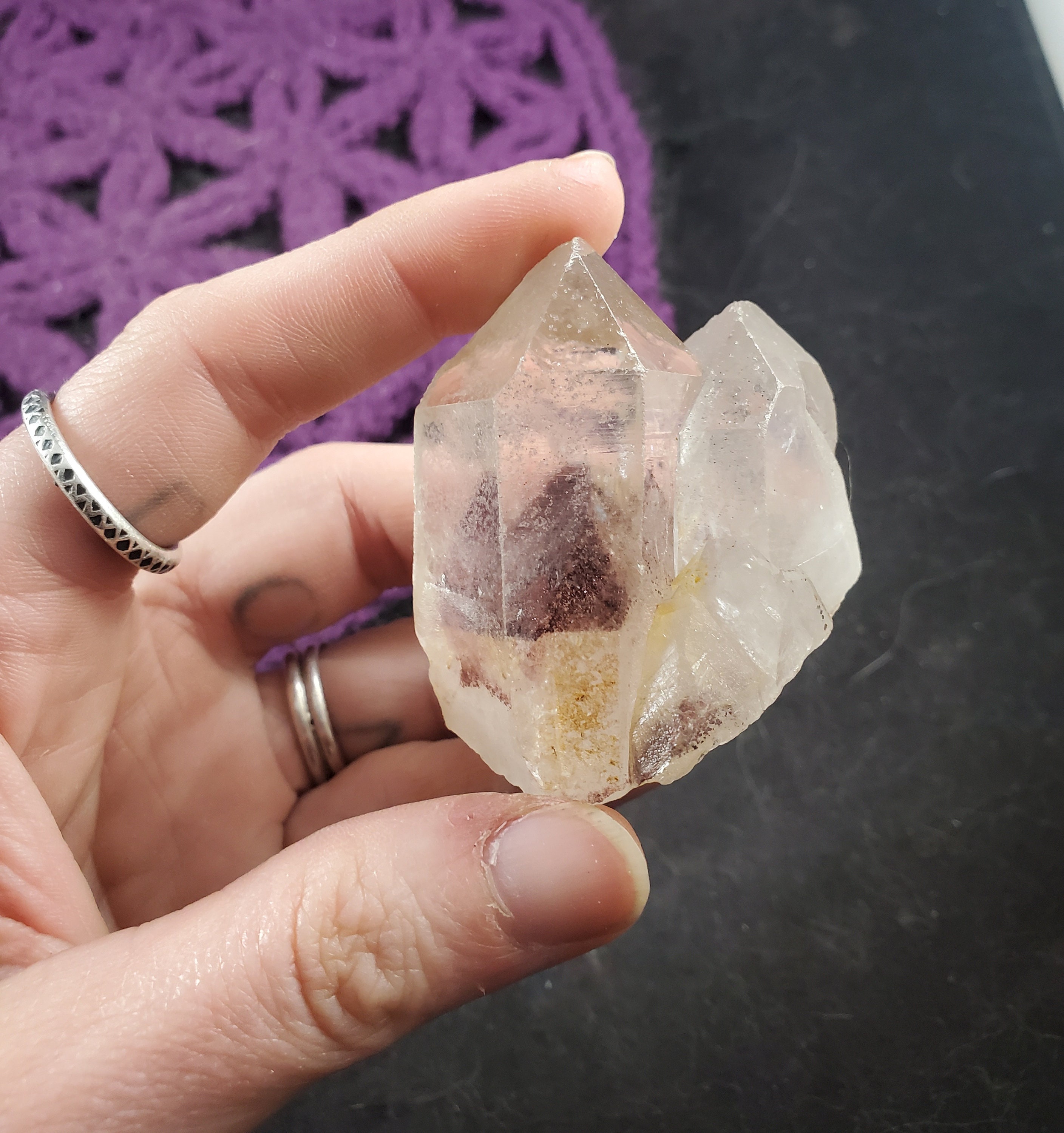 Hematite Phantom Quartz Crystal Twin Point Indian Stone Inclusion Phantom Crystal Inclusions Terminated Karur Tamil Nadu India
