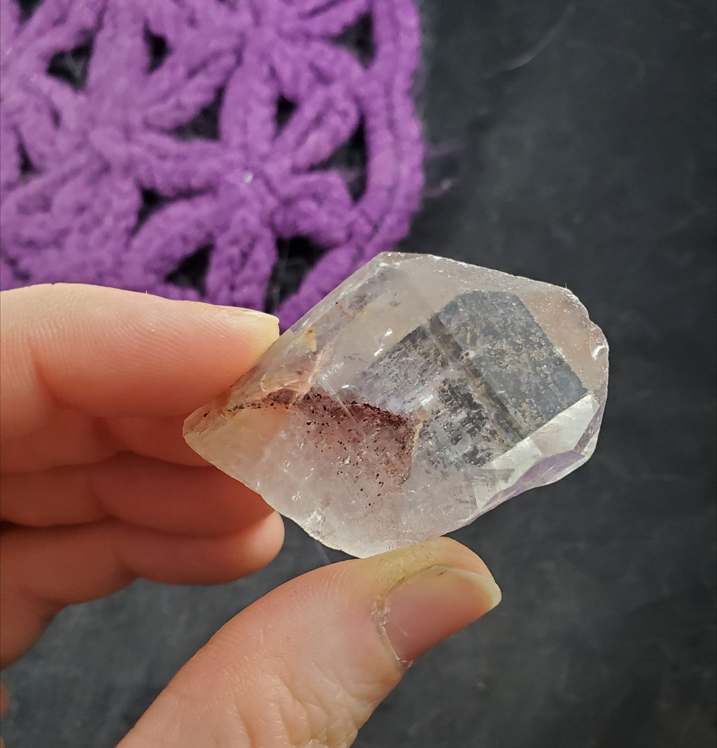 Hematite Phantom Quartz Crystal Point Indian Stone Inclusion Phantom Crystal Inclusions Terminated Karur Tamil Nadu India