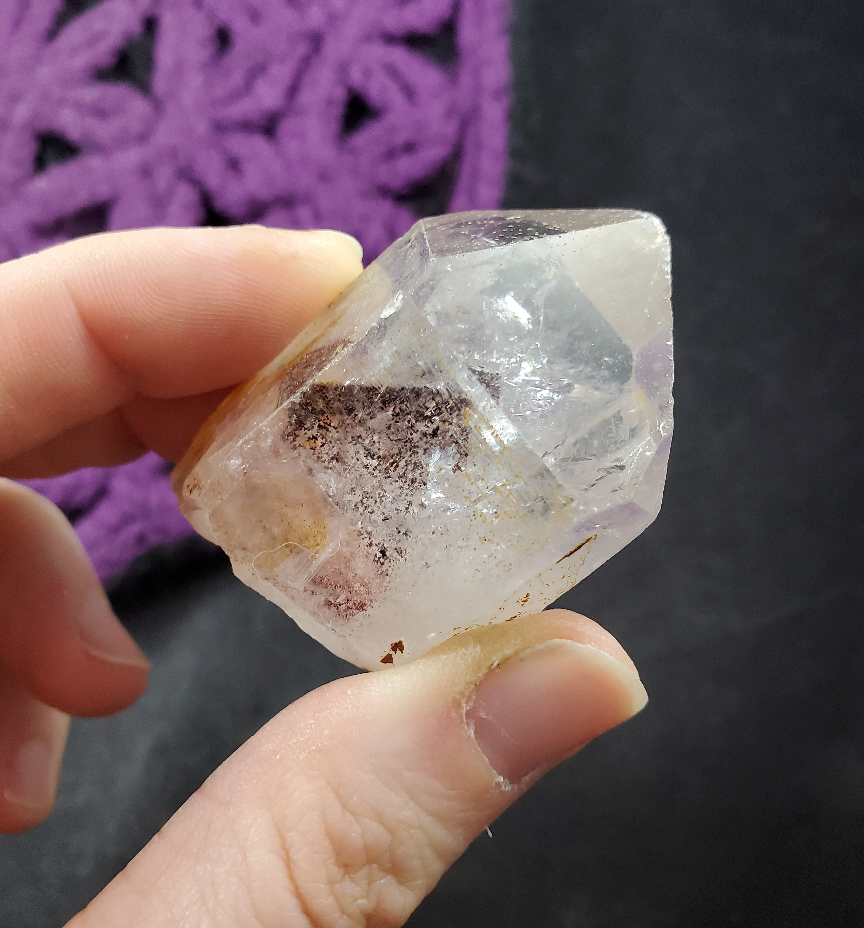 Hematite Phantom Quartz Crystal Point Indian Stone Inclusion Phantom Crystal Inclusions Terminated Karur Tamil Nadu India