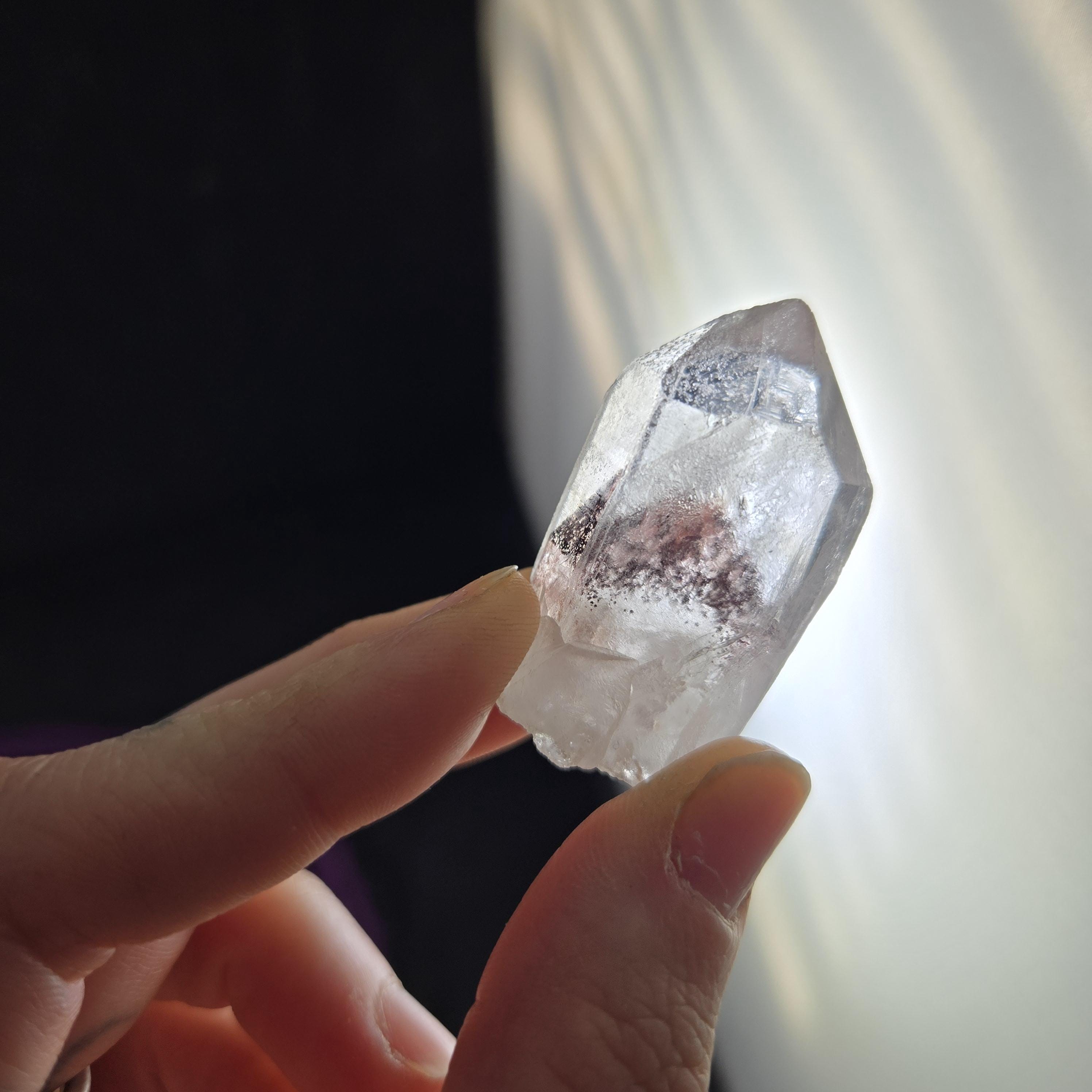 Hematite Phantom Quartz Crystal Point Indian Stone Inclusion Terminated Karur Tamil Nadu India